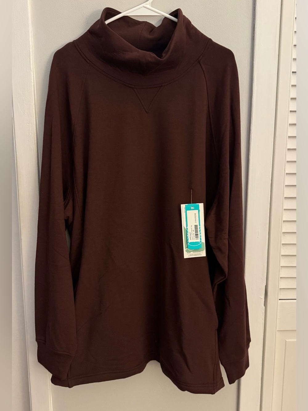 MPG Sport Serenity Mock Neck Pullover 2X Terra Rosa Side Zip Tencel Plus Size